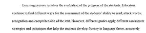 Third Grade Reading Skills Assessment