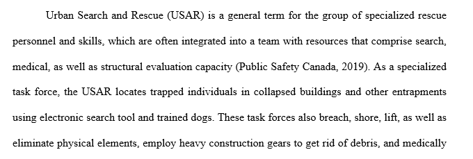 Training and function of a federal Urban Search and Rescue team