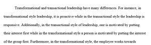 Transactional Vs Transformational Leadership