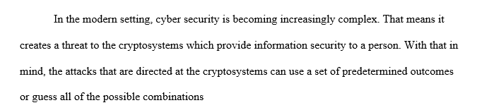 Types of attack on cryptosystems