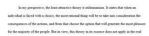 Write a one-page reflection on the ethical theory