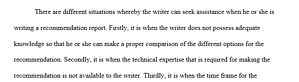 Writing Recommendation Reports