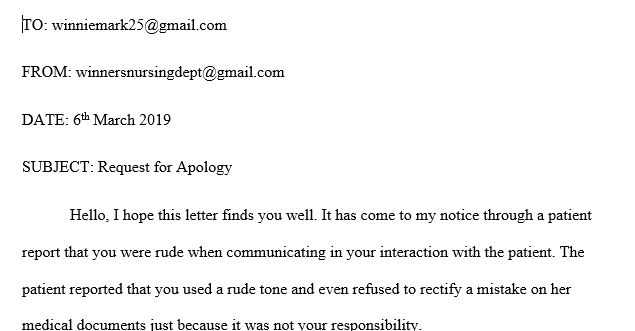 Apology to a patient