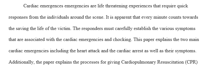Cardiac Emergencies and Chocking