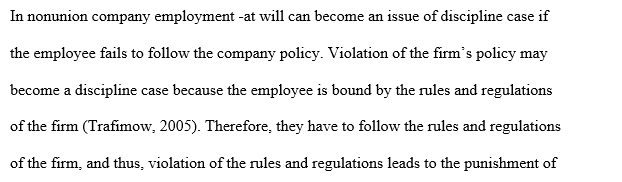 Employment-at-will an issue in discipline cases in nonunion companies