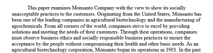 Monsanto Corporation and Responsibility to the Customers