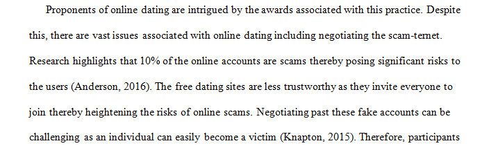 Issues Associated with Online Dating