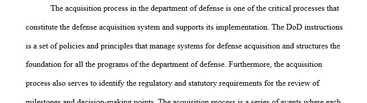 Acquisition process in the Department of Defense