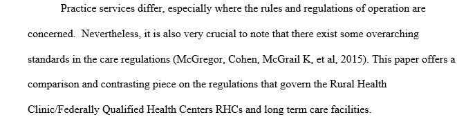 Applying regulations in varying care settings