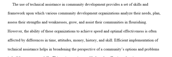 Assistance in Community Development