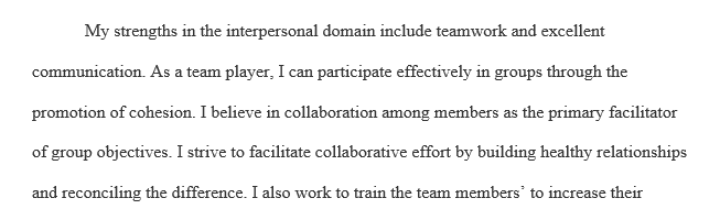 Behavioral competencies within interpersonal domain
