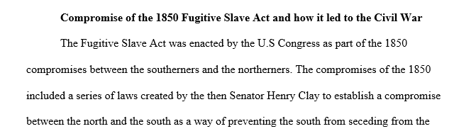 Compromise of 1850 including fugitive slave law