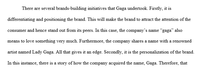 Describe and evaluate GaGa’s brand building initiatives