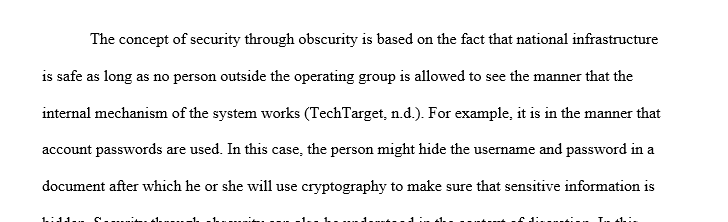 Discuss what security through obscurity means with examples