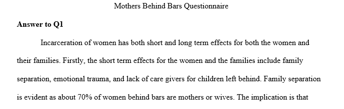 Effects of incarcerating mothers