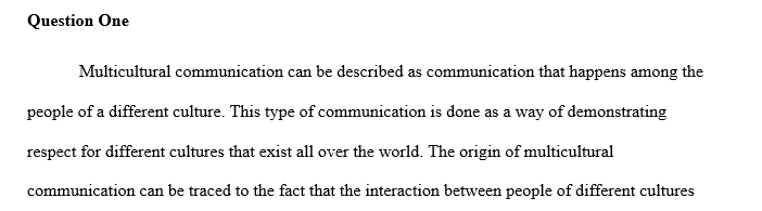 Explain multicultural communication and its origins