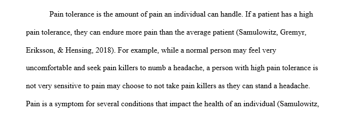 High Pain Tolerance Yourhomeworksolutions