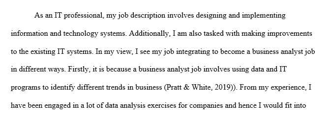 Job integrating into a Business Analysts’ role