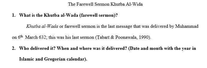 Khutba al-Wida-- the farewell sermon Khutba al-Wida