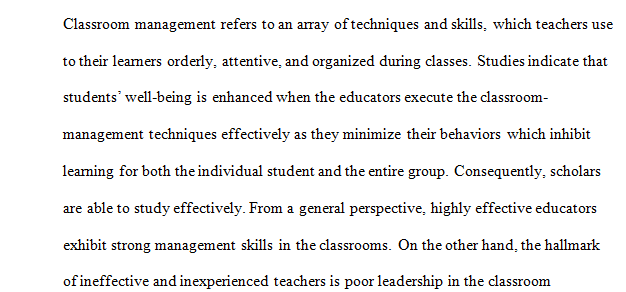 Literature Review Outline on Classroom Management