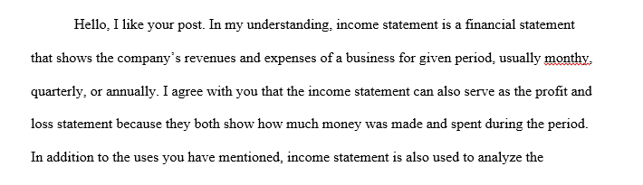 Major elements of the income statement