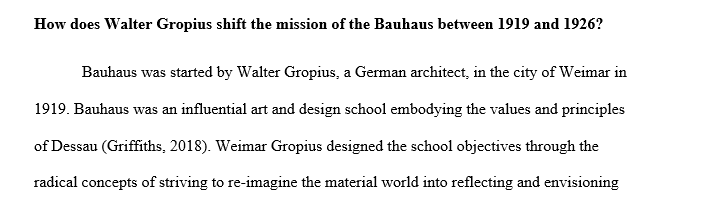 Mission of the Bauhaus between 1919 and 1926