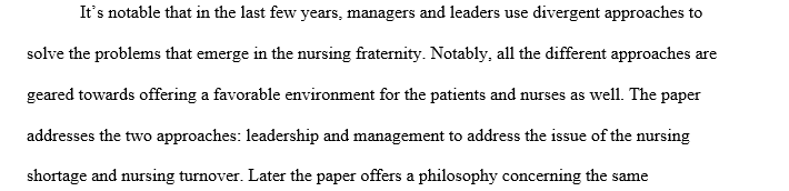 Nursing leaders and managers approaches