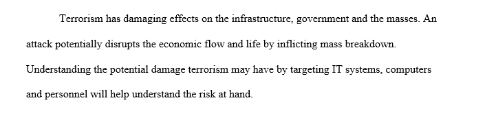 Potential impacts of terrorism