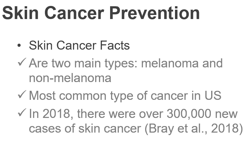 Presentation about skin cancer prevention