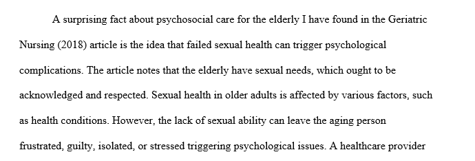 Psychosocial Care of the aging