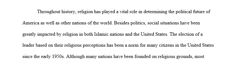 Religion in the United States and the Muslim Societies 