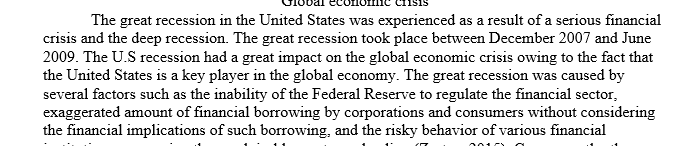 Role of the U.S. Recession in the Global Economic Crisis