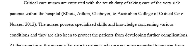 Role of the nurse in the critical care setting
