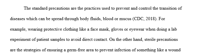 Standard vs. sterile precautions