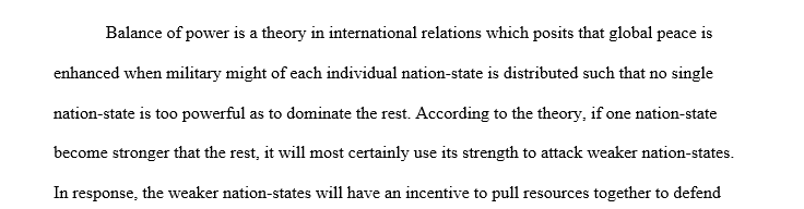 The balance of power to the behavior of the major powers in 1914