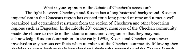 The debate of Chechen secession 