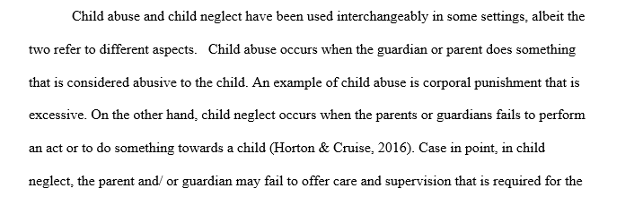 The differences between Child abuse and child neglect