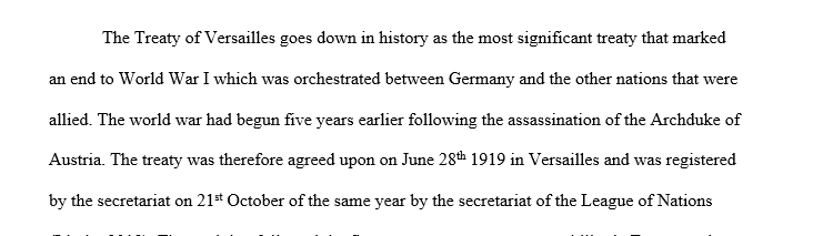 The failure of the treaty of versailles