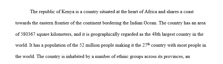 The rationale for selecting the country of Africa