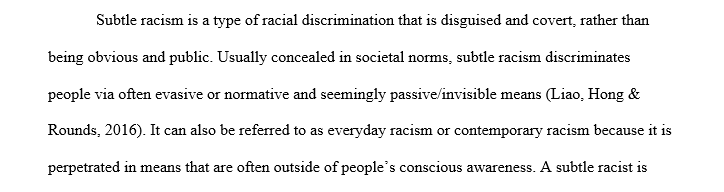 Understanding of the concepts of racism and discrimination