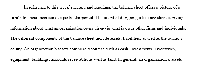 What information is provided in the balance sheet