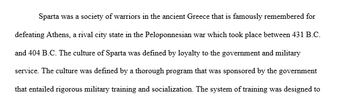 Analyze how Sparta laid the foundation for modern military values