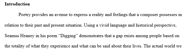 Critical analysis of a poetry named ‘Digging ’ written by Seamus Heaney