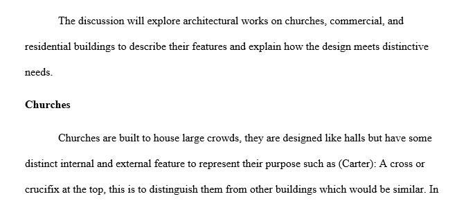 Describe three different examples of architectural work