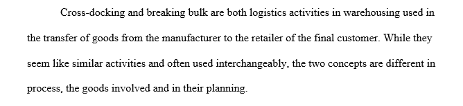 Distinguish between two different logistics and warehouse processes