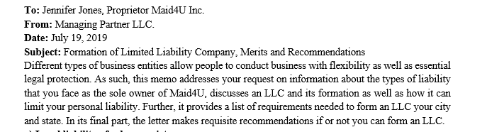 Explain the types of legal liability that Jennifer faces as owner of Maid4U
