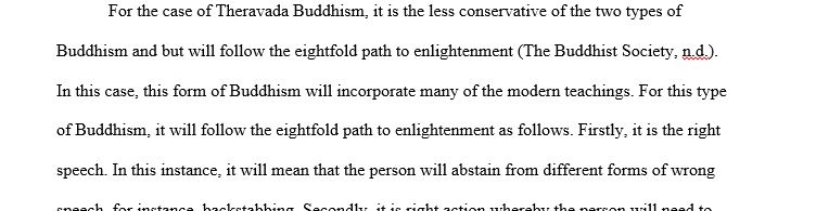 How either Theravada or Mahayana Buddhism can apply the principles