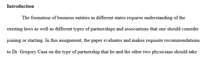 Recommendation as to which legal form the partnership should take