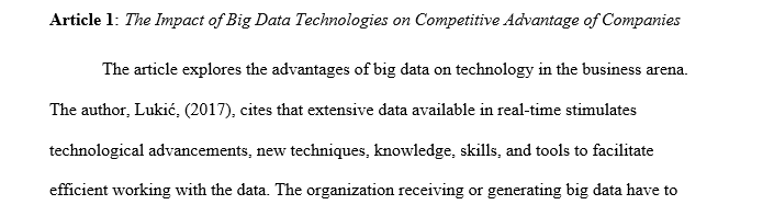 Research at least two articles on the topic of big data and its business impacts