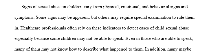 Ten characteristics and indicators that a child may have been sexually abused